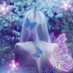 Аватар Девушка с голубыми бабочками на волосах