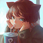 99px.ru аватар Девочка с ушками, пьет напиток, художник Илья Кувшинов