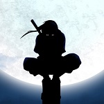 99px.ru аватар Naruto, Itachi Uchiha, ninja, силуэт сидящего Итачи на фоне полной Луны