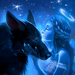 99px.ru аватар Девушка - ангел, целует волка, by krrrokozjabrra
