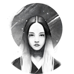 99px.ru аватар Девушка на белом фоне, на котором нарисован круг