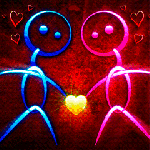 99px.ru аватар Два человечка (мужчина и женщина) держат меняющее цвета сердце