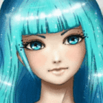 Аватар Девушка с яркими бирюзовыми волосами и глазами