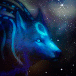 99px.ru аватар Волк в синем пламени, на фоне космоса