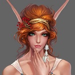 Аватар Рыжеволосая длинноухая эльфийка на сером фоне