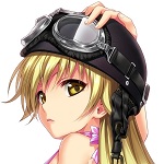 Аватар Вампирша Ошино Шинобу / Shinobu Oshino из аниме Bakemonogatari / Истории чудовищ в шлеме с очками на белом фоне