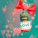 Аватар Бутылочка с надписью LOVE / Любовь на фоне сердечек