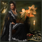 99px.ru аватар Девушка в вечернем платье на фоне бабочки, вазы с цветами и свечи / Love/
