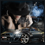 Аватар Девушка в шляпе с сигарой в руке на фоне автомобиля