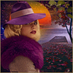 99px.ru аватар Девушка в сиреневой шляпе на фоне заката