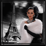 99px.ru аватар Темноволосая девушка с украшениями и белым мехом на плечах на фоне Парижа