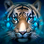 Аватар Тигр с голубыми бабочками