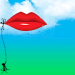 99px.ru аватар Воздушный шар в форме губ, привязанный к колышку, летает и посылает поцелуй