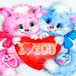 99px.ru аватар Два котенка держат лапками сердечко с надписью (I love you / Я тебя люблю)