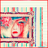 99px.ru аватар Картина с нарисованным лицом девушки на фоне полосатых обоев