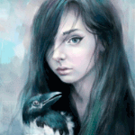 99px.ru аватар Темноволосая девушка и ворон
