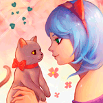 99px.ru аватар Девушка держит в руках маленькую кошечку с красным бантиком на шее