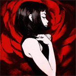 99px.ru аватар Девушка на фоне красной розы, художник Илья Кувшинов