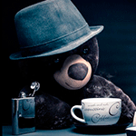 Аватар Грустный медвежонок в шляпе пьет кофе