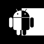 99px.ru аватар Черно-белый андроид на черном фоне