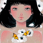 99px.ru аватар Темноволосая девушка с белыми цветами на груди