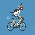 99px.ru аватар Мужчина с бородой и рюкзаком на велосипеде