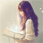 99px.ru аватар Девушка читает книгу и опадают лепестки цветов