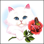 99px.ru аватар Белый котенок с красной розой в лапке
