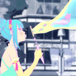 99px.ru аватар Девушка надувает большой пузырь, внутри которого звезды, кадры из клипа Hibiki Yoshizaki feat. Daoko - Girl