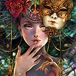 99px.ru аватар Нарисованная девушка, маска и цветок