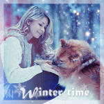 99px.ru аватар Девушка с собакой в зимнем лесу (Winter time / Время зимы)