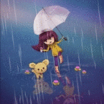99px.ru аватар Девочка с зонтом идет рядом с щенком