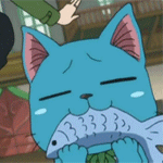 99px.ru аватар Хэппи из аниме Сказка о Хвосте феи / Хвост феи / Фейри Тейл / Fairy Tail ест рыбку