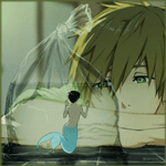 99px.ru аватар Макото Тачибана из аниме Free смотрит на пакет в котором плавает русалка