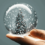 99px.ru аватар Рука держит шар с елкой и падающим снегом
