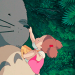 Аватар Мэй Кусакабэ / Mei Kusakabe гладит носик Тоторо / Totoro, момент из аниме Мой сосед Тоторо / My Neighbor Totoro / Tonari no Totoro