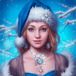99px.ru аватар Девушка в новогодней шапочке под снегопадом, by Viccolatte