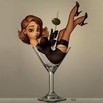 99px.ru аватар Девушка в бокале мартини с оливкой, художник-иллюстратор Serge Birault