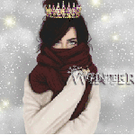 99px.ru аватар Девушка в короне и шарфе стоит под падающим снегом, (winter / зима)