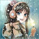 99px.ru аватар Девушка с бенгальскими огнями в руке стоит под падающим снегом, исходник by Radittz