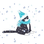 99px.ru аватар Котенок в шарфе и шапке под падающим снегом