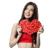 99px.ru аватар Девушка держит в руках огромное красное сердце, на белом фоне
