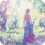 99px.ru аватар Девушка с гитарой идет по весеннему парку (spring / весна)