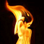 99px.ru аватар Огненная девушка на темном фоне