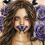 99px.ru аватар Девушка с бабочкой на губах среди роз