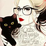 99px.ru аватар Девушка в очках с татуировкой и черной кошкой
