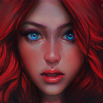 Аватар Девушка с красными волосами и голубыми глазами (serafleur art)