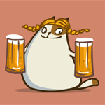 Аватар Кот в парике с косичками с двумя кружками пива на Октоберфесте / Oktoberfest