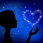 99px.ru аватар Девушка держит на руке сердце из звезд в ночи