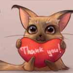 Аватар Милый котенок держит в лапках сердечко с надписью (Thank you! / Спасибо тебе!), by Purrskill
